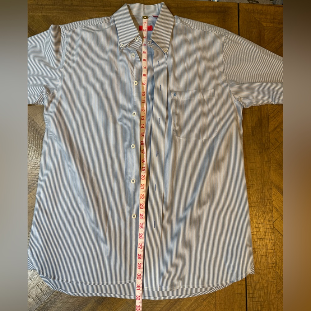 IZOD Men's Blue Striped Button Up Short Sleeve Shirt NWOT - Picture 6 of 10